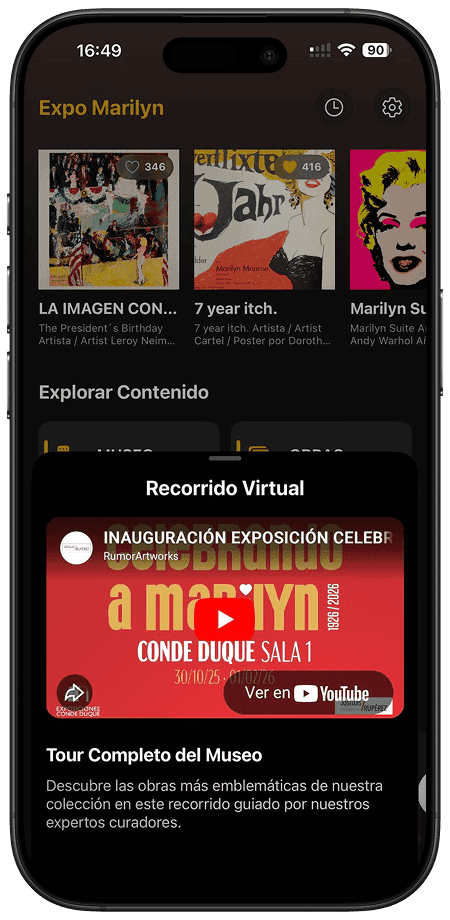iPhone mostrando componentes de la aplicación